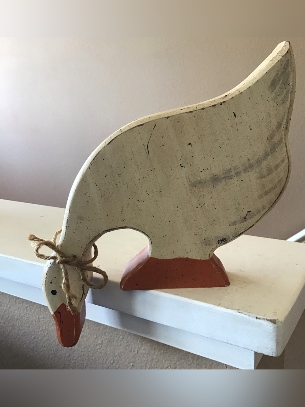 Vintage Farmhouse Cottagecore Wooden Shelf Duck